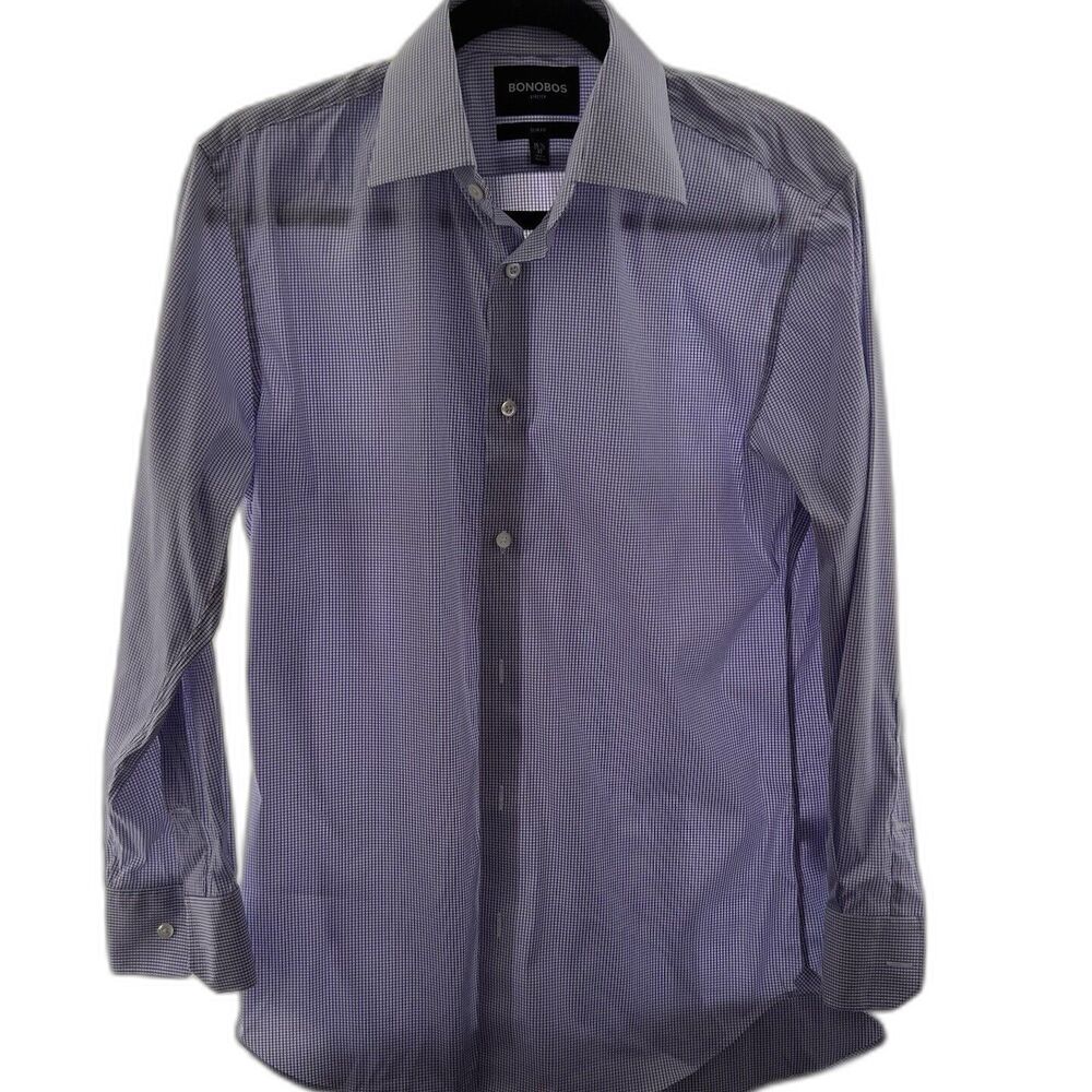 Bonobos Shirt Adult Medium Slim Fit Blue Long Sleeve Button Up Mens 15 1/2